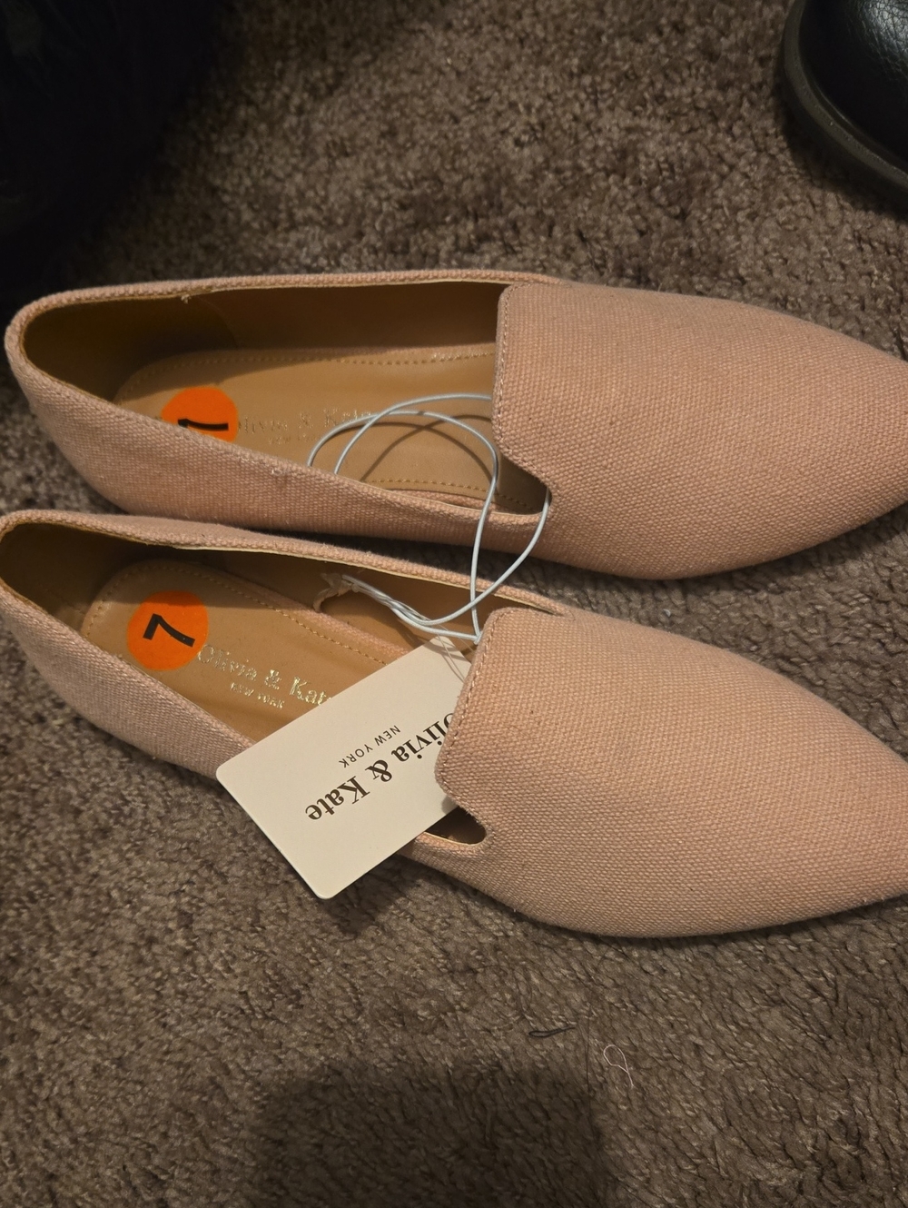 Olivia & Kate Blush Canvas Pointed Slip-Ons